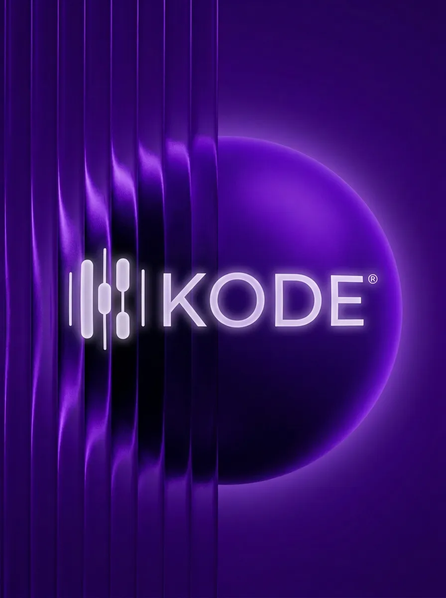 Violette Leuchtkugel mit KODE® Logo